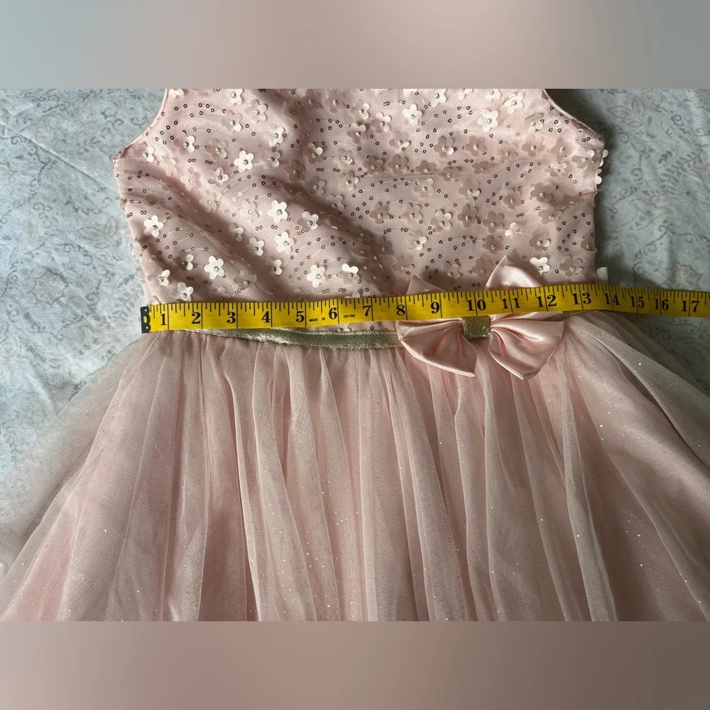 Jona Michelle, baby Pink‎ Sparkle Dress with Bow, sleeveless floral design